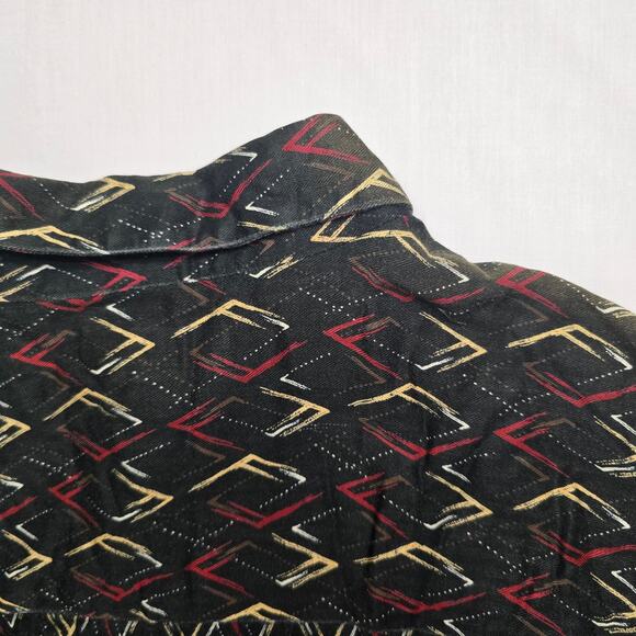 Crazy Horse Button Up Mens Large Hawaiian Geometric Short Sleeve Shirt - Picture 7 of 11